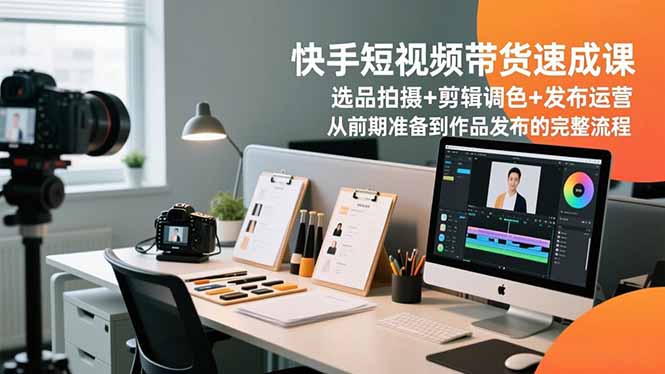 快手短视频带货速成课，选品拍摄+剪辑调色+发布运营，从前期准备到作品发布的完整流程-项目网