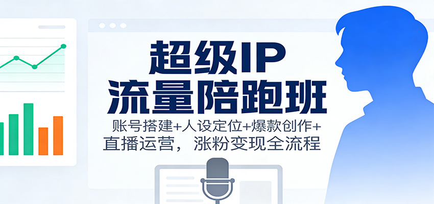 超级IP流量陪跑班：账号搭建+人设定位+爆款创作+直播运营，涨粉变现全流程-项目网