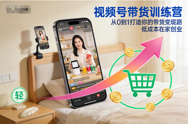 视频号带货训练营，从0到1打造你的带货变现路，低成本在家创业-项目网