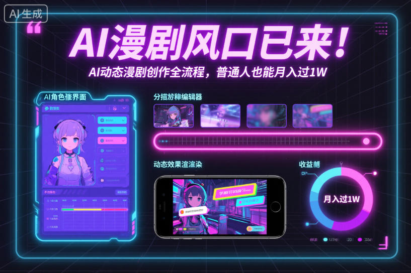 AI漫剧风口已来！AI动态漫剧创作全流程，普通人也能月入过1W-项目网