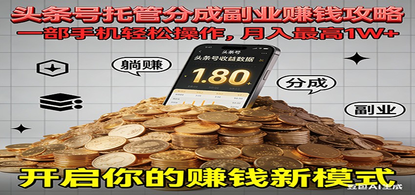 全程托管今日头条，一部手机就可以开干，最高躺赚1W+-项目网