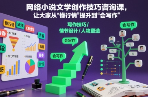 网络小说文学创作技巧咨询课，让大家从“懂行情”提升到”会写作”的高度-项目网