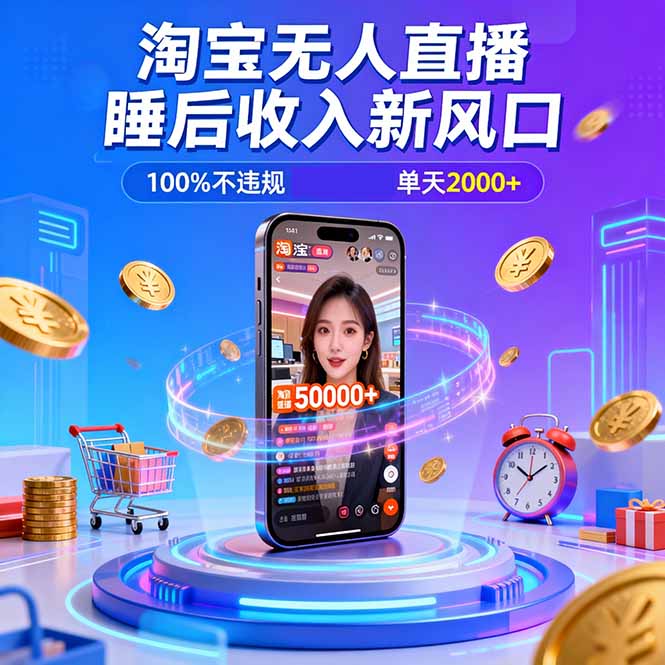 淘宝无人直播，不违规不封号，直播100小时卖了5万，年底旺季！-项目网