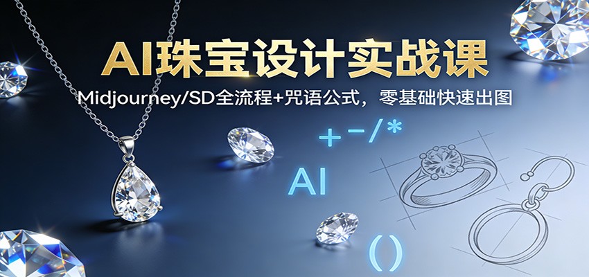 AI珠宝设计实战课：Midjourney/SD全流程+咒语公式，零基础快速出图-项目网