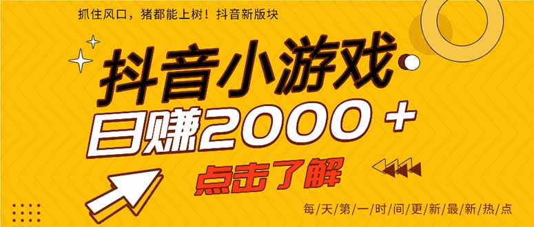 2025年爆火的抖音小游戏项目，一部手机日入2000+-项目网