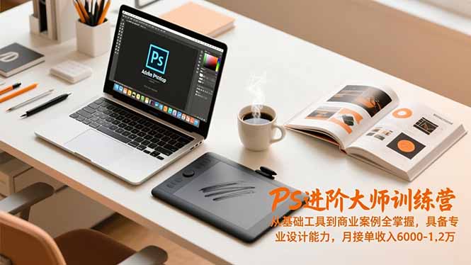 PS进阶大师训练营，从基础工具到商业案例全掌握，具备专业设计能力，月接单收入6000-1.2万-项目网