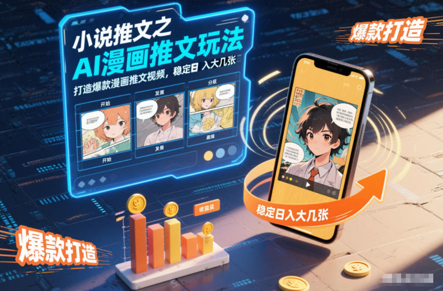 小说推文之AI漫画推文玩法，打造爆款漫画推文视频，稳定日入大几张-项目网