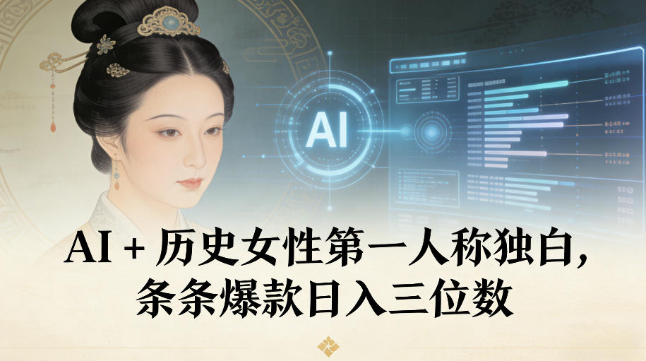 AI+历史女性第一人称独白，条条爆款日入三位数-项目网
