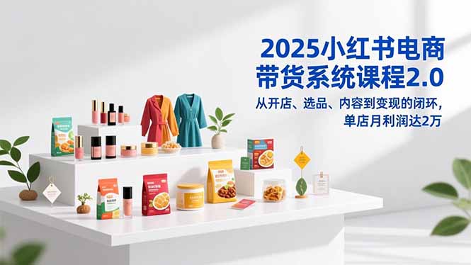 2025小红书电商带货系统课程2.0，从开店、选品、内容到变现的闭环，单店月利润达2万-项目网