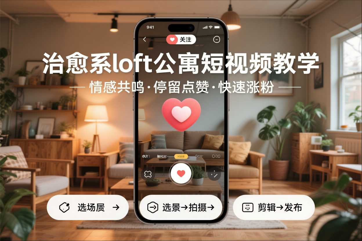 治愈系loft公寓短视频制作教学，情感共鸣引停留点赞关注，快速起号涨粉-项目网