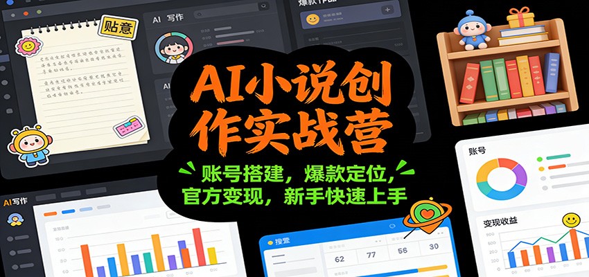 AI小说创作实战营：账号搭建，爆款定位，官方变现，新手快速上手-项目网