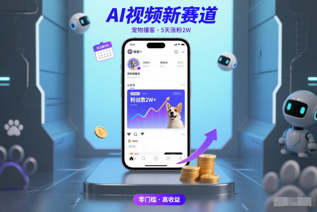 AI视频新赛道，宠物播客仅注册5天涨粉2W，收益非常可观-项目网