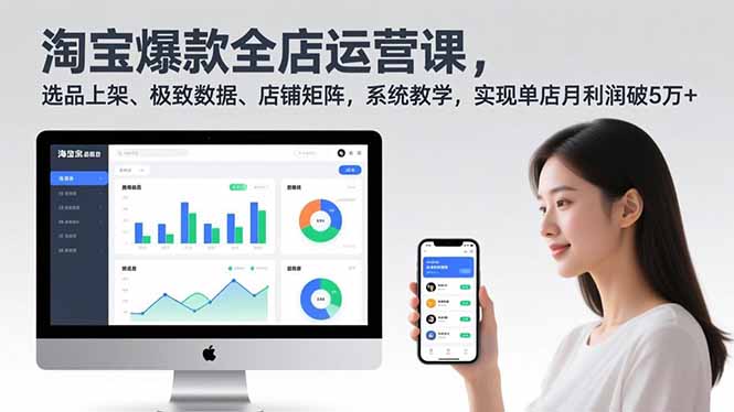 淘宝爆款全店运营课2.0，选品上架、极致数据、店铺矩阵，系统教学，实现单店月利润破5万+-项目网