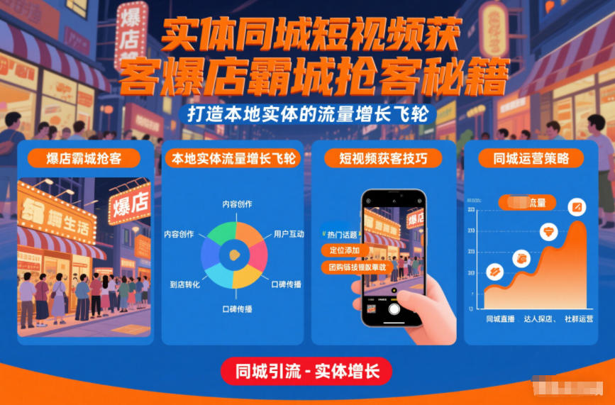 实体同城短视频获客爆店霸城抢客秘籍，打造本地实体的流量增长飞轮-项目网