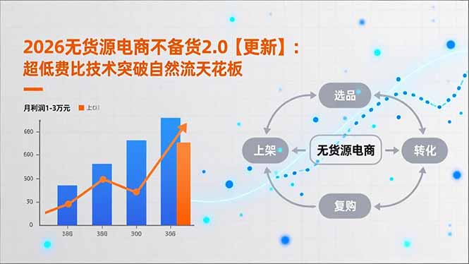 2026无货源电商不备货2.0【更新】：超低费比技术突破自然流天花板，单店月利润1-3万元-项目网