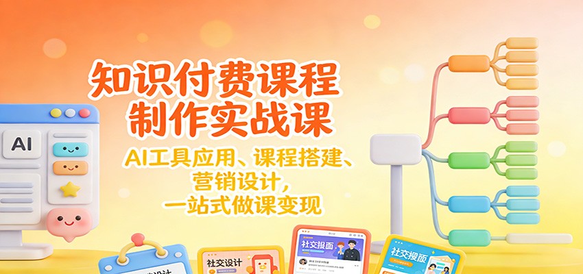 知识付费课程制作实战课：AI工具应用 、课程搭建、营销设计，一站式做课变现-项目网