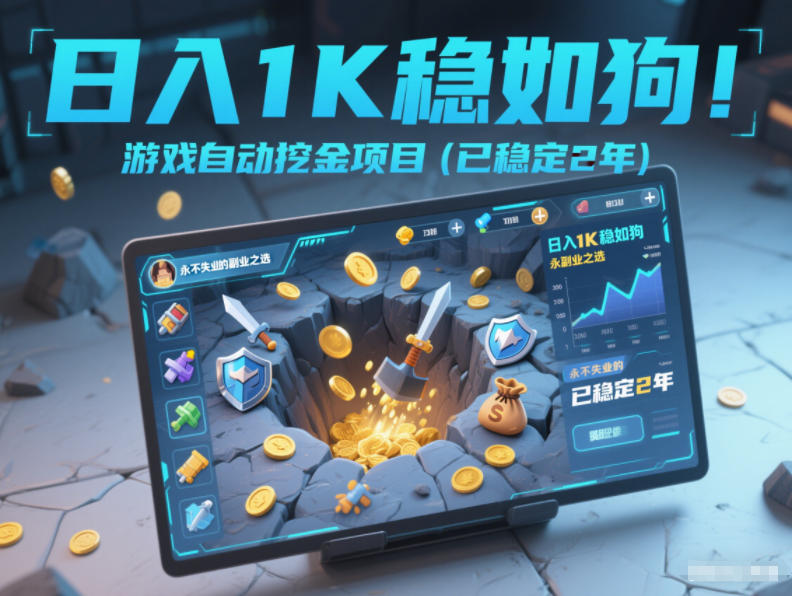 日入1K稳如狗！游戏自动挖金项目(已稳定2年)，永不失业的副业之选【揭秘】-项目网