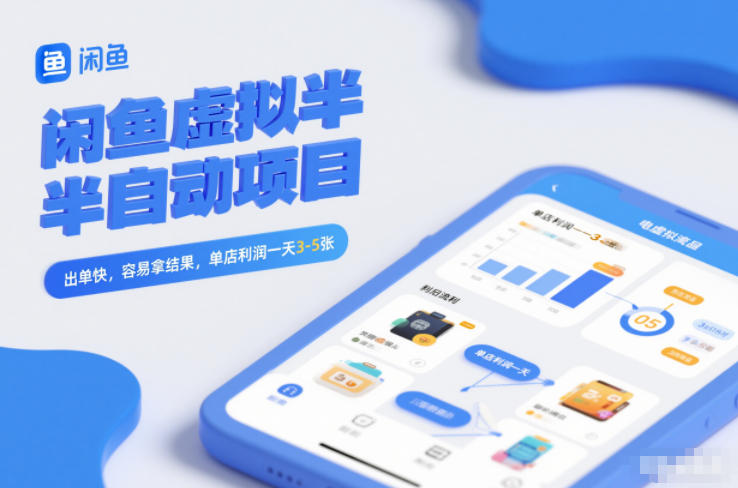 闲鱼虚拟半自动项目，出单快，容易拿结果，单店利润一天3-5张-项目网