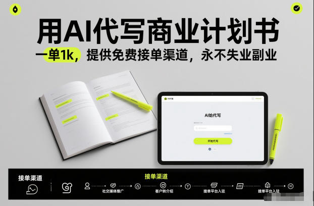 用AI代写商业计划书，一单1k，提供免费接单渠道，永不失业副业-项目网