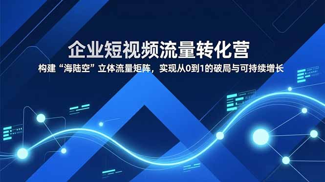 企业短视频流量转化营，构建“海陆空”立体流量矩阵，实现从0到1的破局与可持续增长-项目网