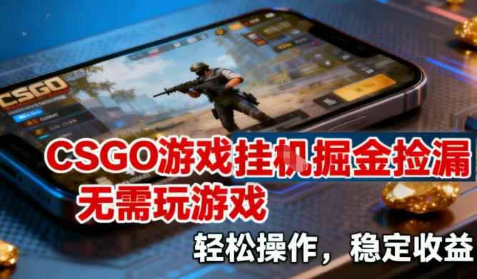 CSGO游戏挂G掘金捡漏，不需要玩游戏，操作简单，收益稳定【揭秘】-项目网