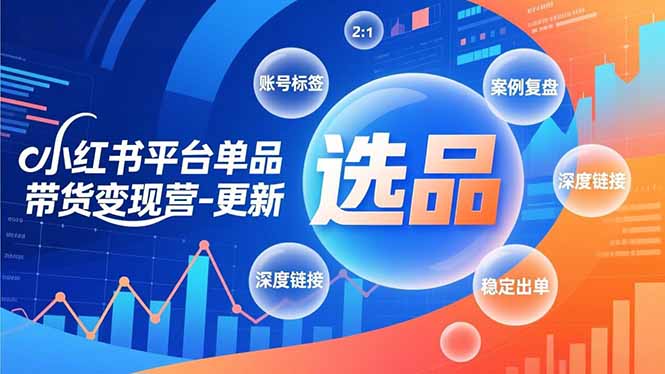 小红书平台单品带货变现营-更新，极致选品、账号标签、案例复盘，深度链接，快速启动稳定出单-项目网