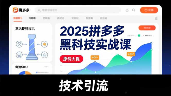 2025拼多多黑科技实战课，擎天柱玩法、爆流SKU、原价大促，技术引流，单店日销轻松破千单-项目网