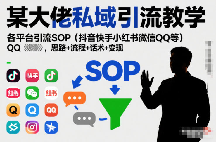 某大佬私域引流教学，各平台引流SOP(抖音快手小红书微信QQ等)，思路+流程+话术+变现-项目网