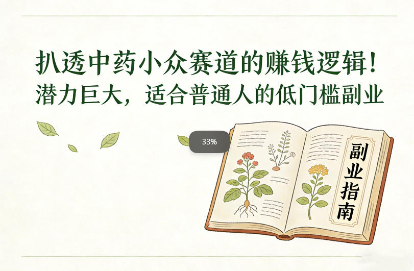 扒透中药小众赛道的賺米逻辑，潜力巨大，适合普通人的低门槛副业-项目网