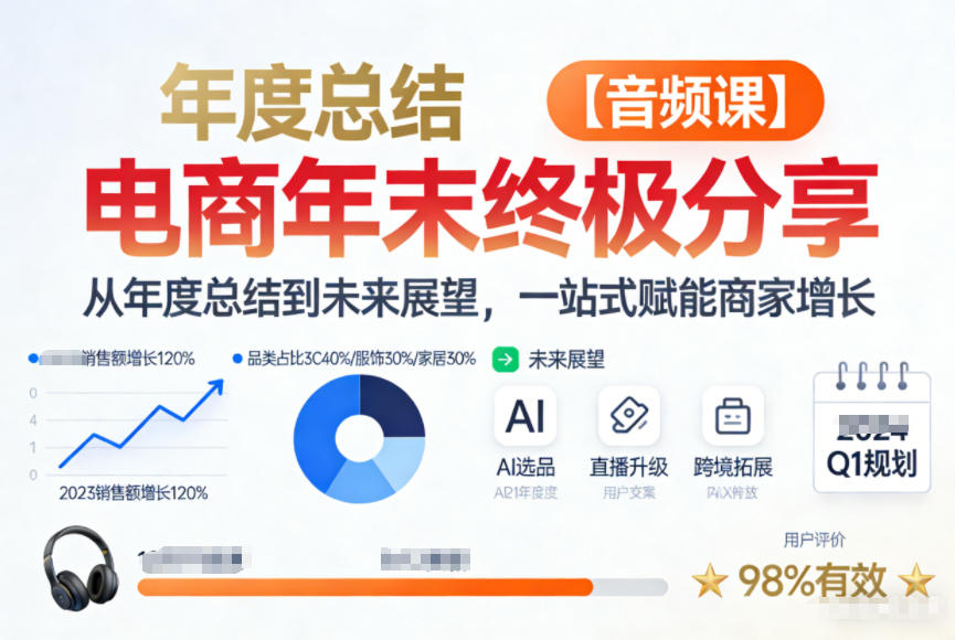 电商年未终极分享，从年度总结到未来展望，一站式赋能商家增长【音频课】-项目网