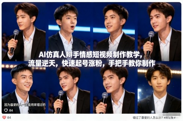 AI仿真人辩手情感短视频制作教学，流量逆天，快速起号涨粉，手把手教你制作-项目网