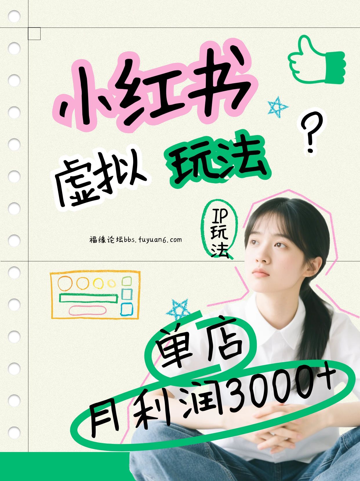小红书虚拟玩法(铺货流和单品玩法)，单店月利润3000+，IP打法+原创商品(0违规)-项目网