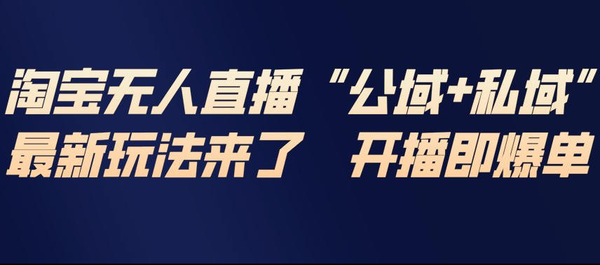 淘宝无人直播完整教程，公试+私域，最新玩法来了，开播即爆单-项目网