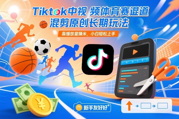 Tiktok中视频体育赛道混剪原创长期玩法，靠播放量賺米，小白轻松上手-项目网