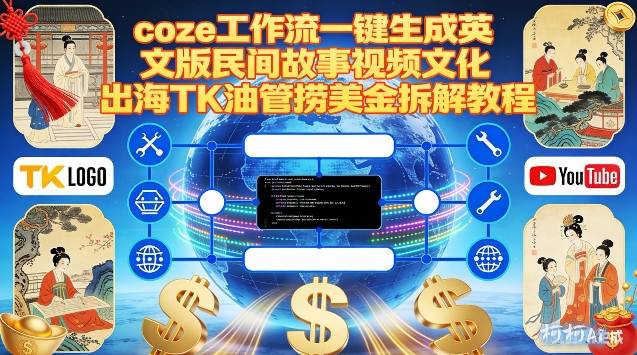 Coze扣子工作流一键生成英文版民间故事视频，文化出海TK油管捞美金拆解教程-项目网