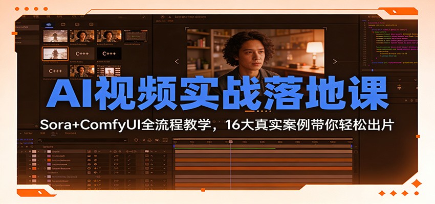 AI视频实战落地课：Sora+ComfyUI全流程教学，16大真实案例带你轻松出片-项目网