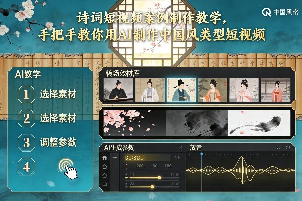 古诗词短视频案例制作教学，手把手教你用AI制作中国风类型短视频-项目网