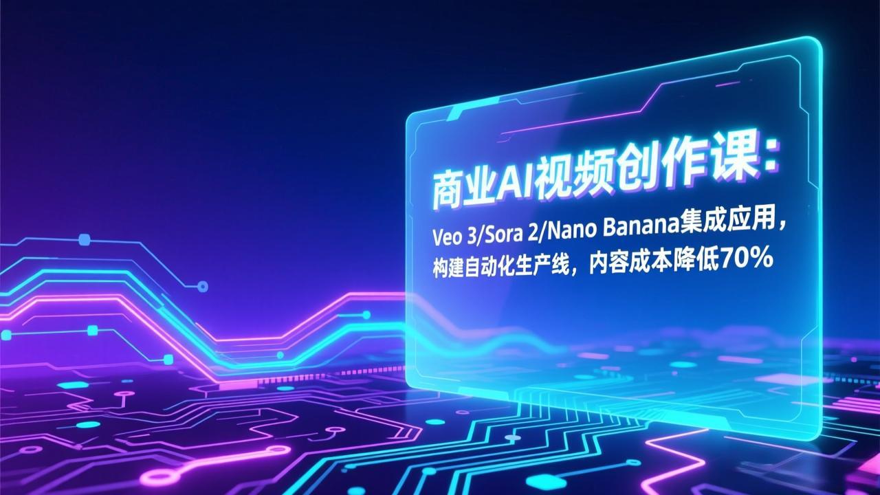 商业AI视频创作课：Veo 3/Sora 2/Nano Banana集成应用，构建自动化生产线，内容成本降低70%-项目网