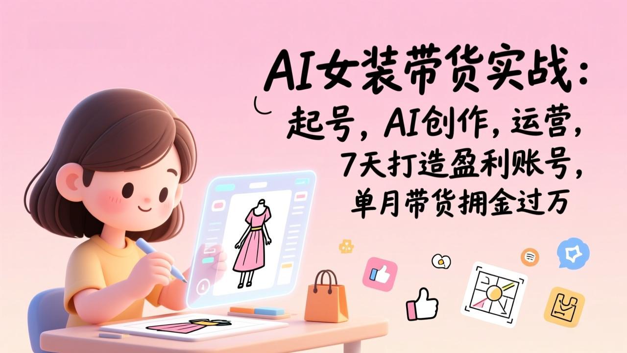 AI女装带货实战：起号，AI创作，运营，7天打造盈利账号，单月带货佣金过万-项目网