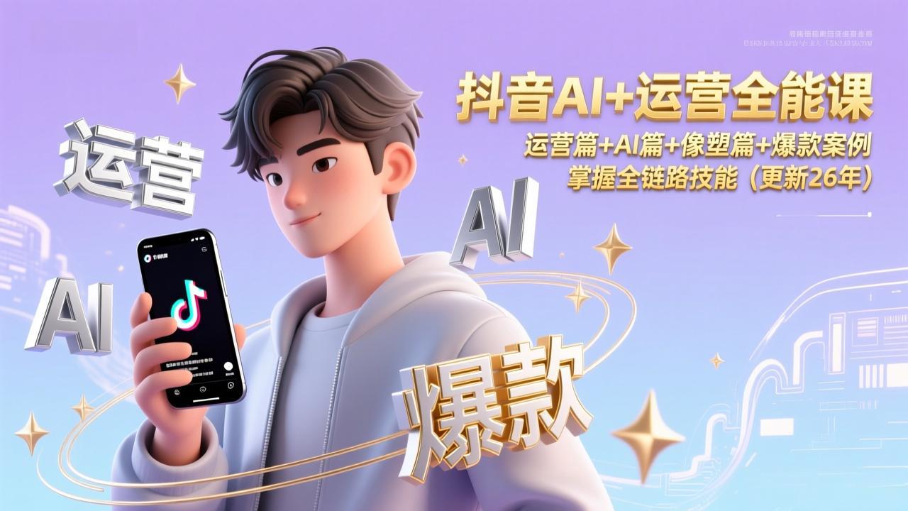 抖音AI+运营全能课，运营篇+AI篇+像塑篇+爆款案例，掌握全链路技能(更新26年-项目网