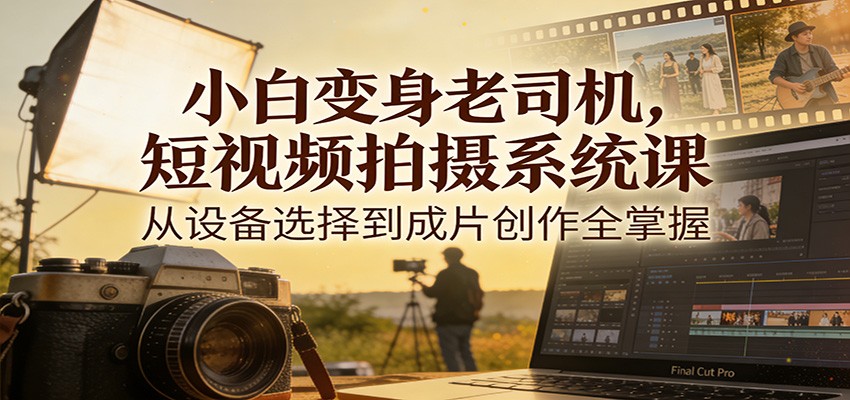 小白变身老司机，短视频拍摄系统课，从设备选择到成片创作全掌握-项目网