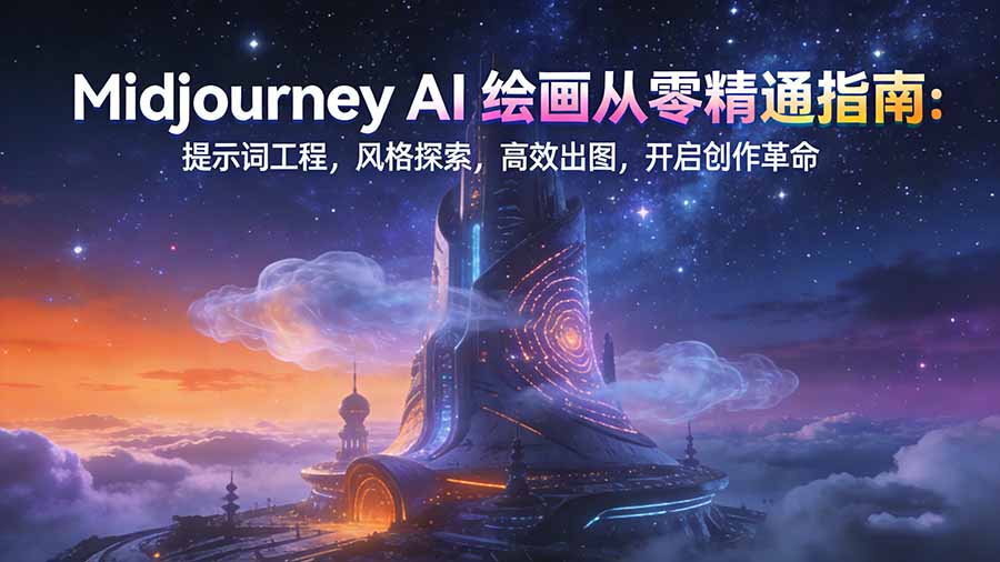 Midjourney AI绘画从零精通指南：提示词工程，风格探索，高效出图，开启创作革命-项目网