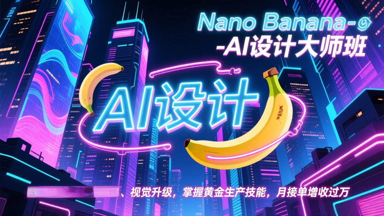 Nano Banana-AI设计大师班，修图合成、广告创作、视觉升级，掌握黄金生产技能，月接单增收过万-项目网
