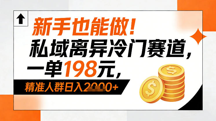 新手也能做！私域离异冷门赛道，一单198，精准人群日入1k+-项目网