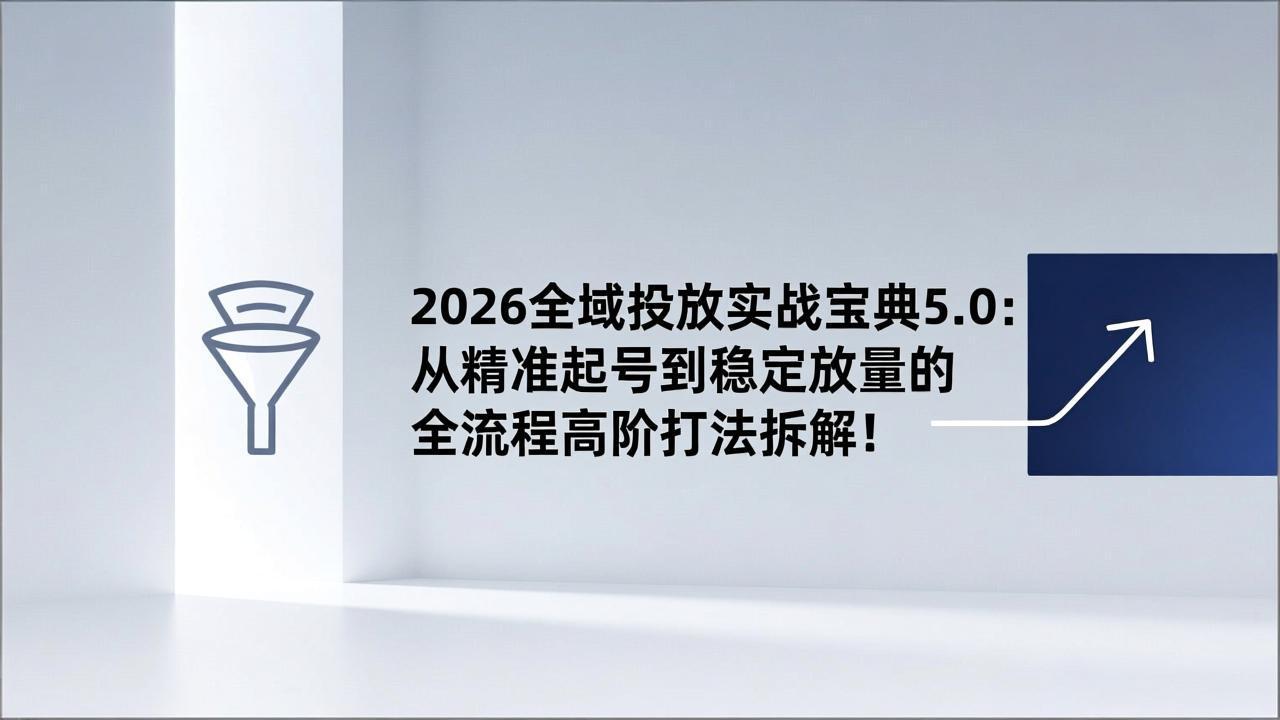 2026全域投放实战宝典5.0：从精准起号到稳定放量的全流程高阶打法拆解！-项目网