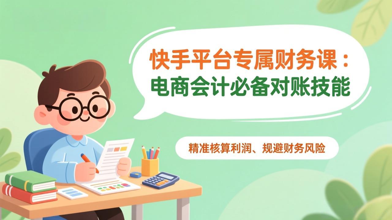 快手平台专属财务课：电商会计必备对账技能，精准核算利润、规避财务风险-项目网