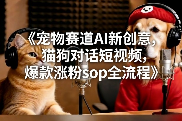 宠物赛道AI新创意，猫狗对话短视频，爆款涨粉sop全流程-项目网