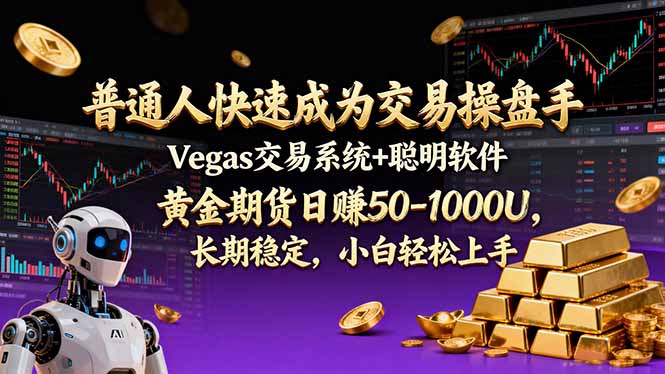 普通人快速成为交易操盘手 Vegas交易系统+聪明软件 ， 黄金期货日赚50-1000U， 长期稳定，小...-项目网