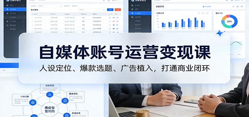 自媒体账号运营变现课：人设定位、爆款选题、广告植入，打通商业闭环-项目网