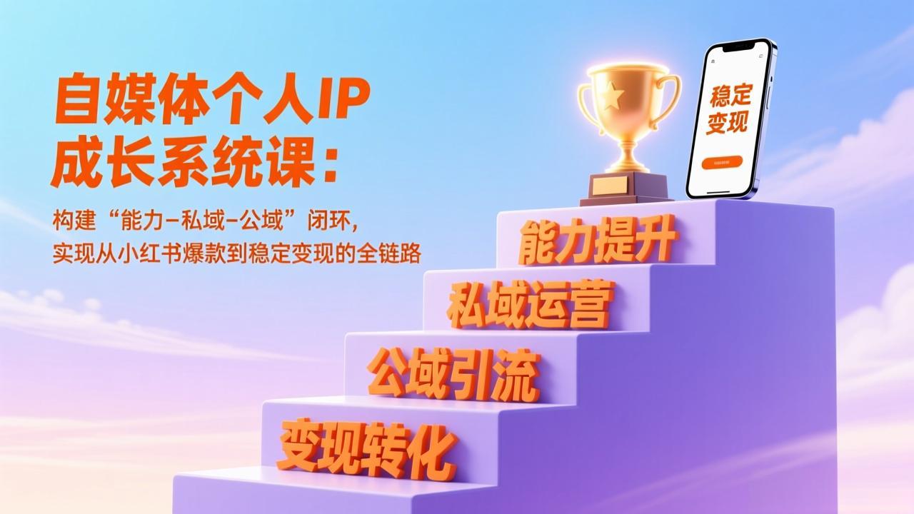 自媒体个人IP成长系统课：构建“能力-私域-公域”闭环，实现从小红书爆款到稳定变现的全链路-项目网